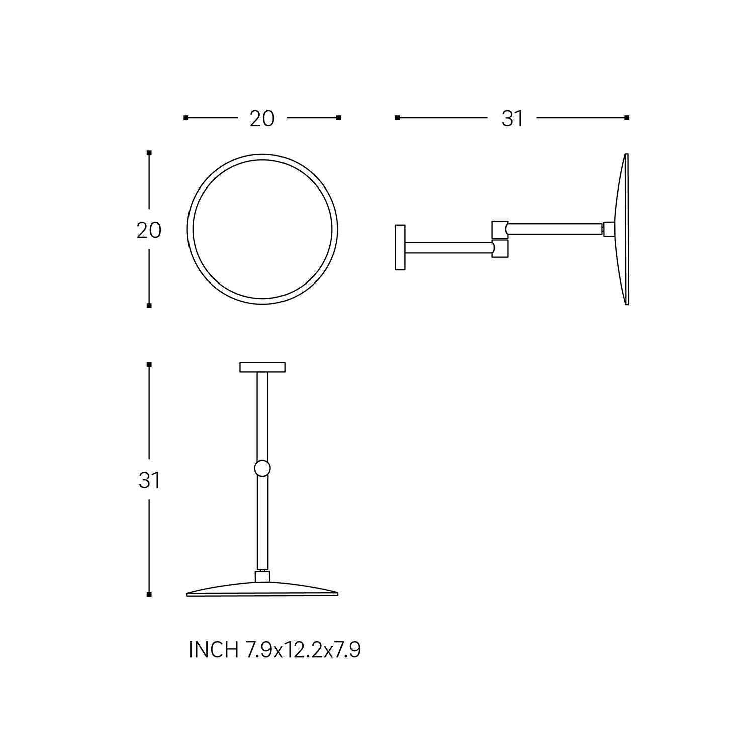 Wall Magnifying Mirror, Brushed Gold Pvd Architect Sp (x5)