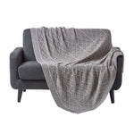 Cable Knit Diamond Pattern Cotton Throw | 150cm x 200cm | Grey