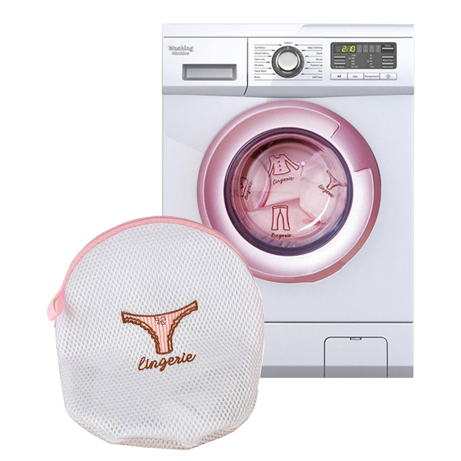 Zippered Mesh Laundry Clothes Underwear Washing Bag White