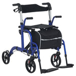 2 In 1 Wheelchair & Folding Rollator Walker Combo, Pearl Blue