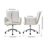 Beige Teddy Fleece Office Chair With 360° Swivel, Adjustable Height Gas Lift