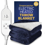Sherpa Fleece Electric Heated Throw Over Blanket Double Polyester 160cm X 120cm | L | Blue