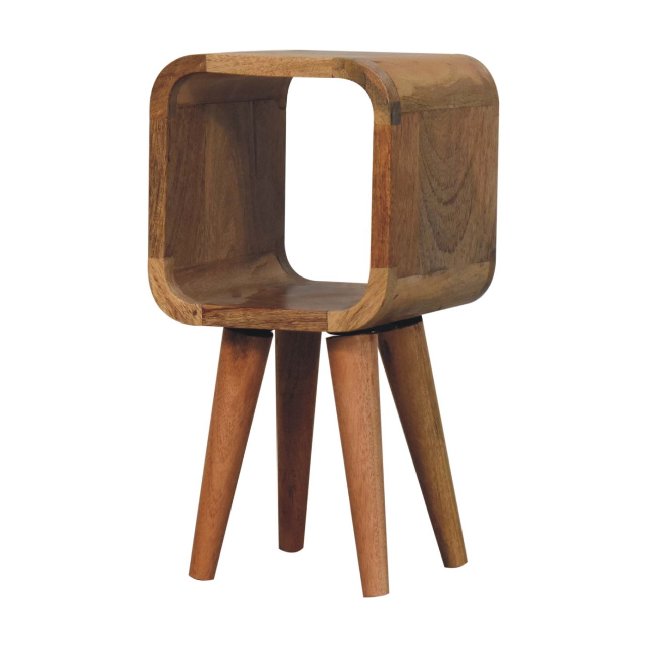 Solid Wood Extra Mini Minimalist Open Curved Oak-ish Bedside