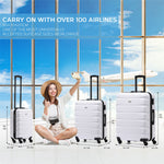 Set Of 3 Hard Shell Suitcase Cabin & Check In Cases With Tsa Lock - Overhead Cabin With Medium & Large Check-in Bag | Set of 3 | Off White