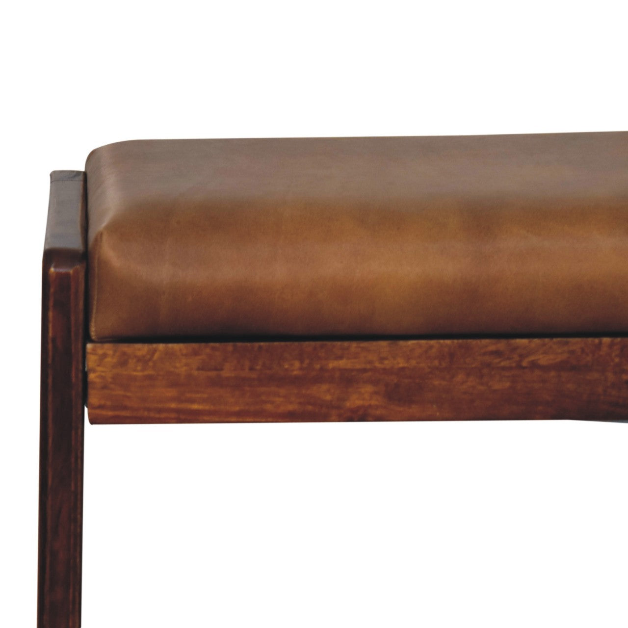 Solid Mango Wood Buffalo Hallway Footstool
