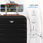 45x36x20cm Lightweight Underseat Cabin Carry On Suitcase - 100+ Airline Approved - Hard Shell Luggage - 4 Wheels | 45 x 36 x 20cm | Black & Brown