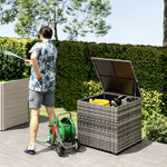 253l Garden Storage Box, Rattan Deck Box With Liner | Grey