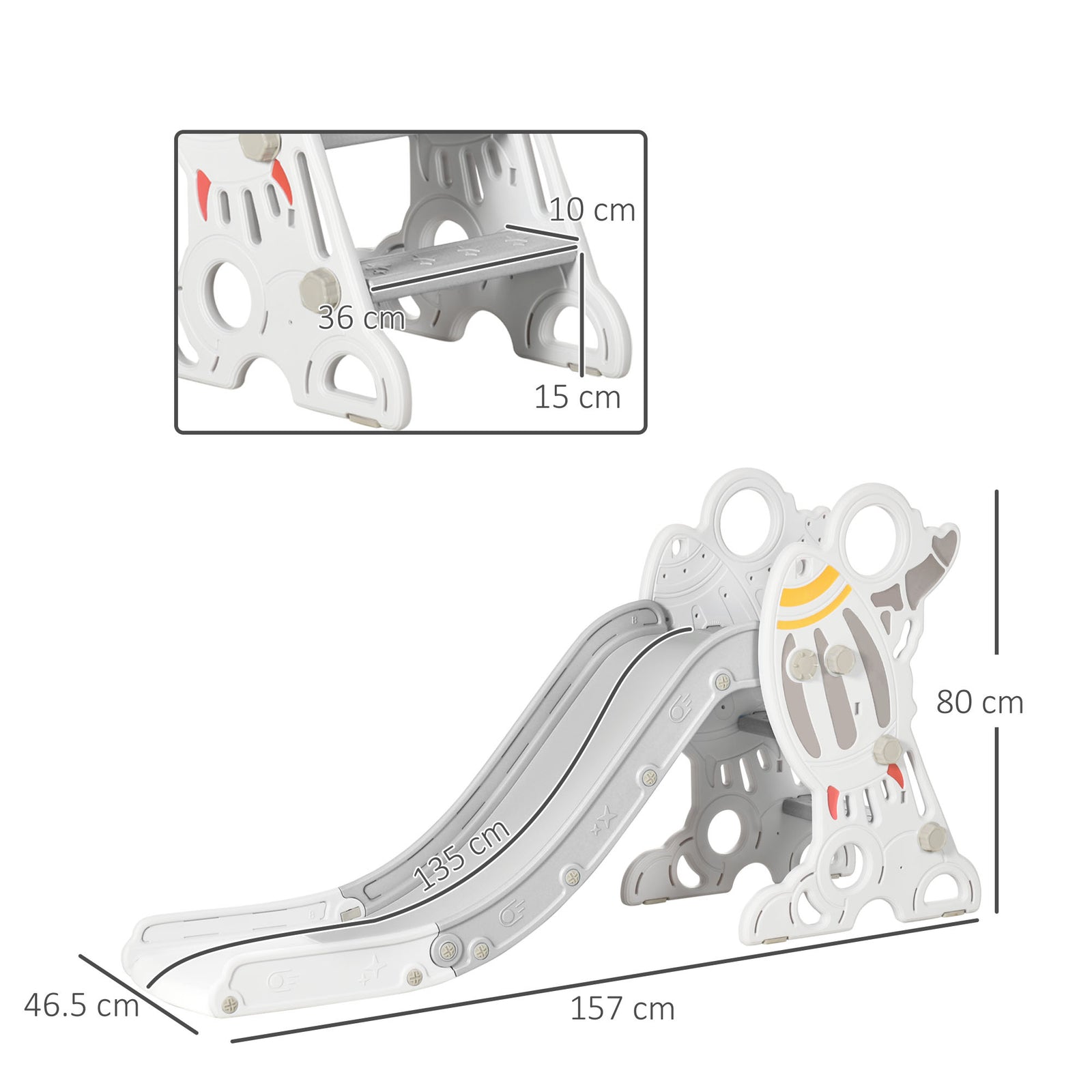 Baby Slide Freestanding Slide For Kids 1.5-3 Years Space Theme | Grey