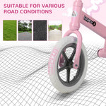 12" Kids Balance Bike W/eva Tire, Adjustable Seat | Pink