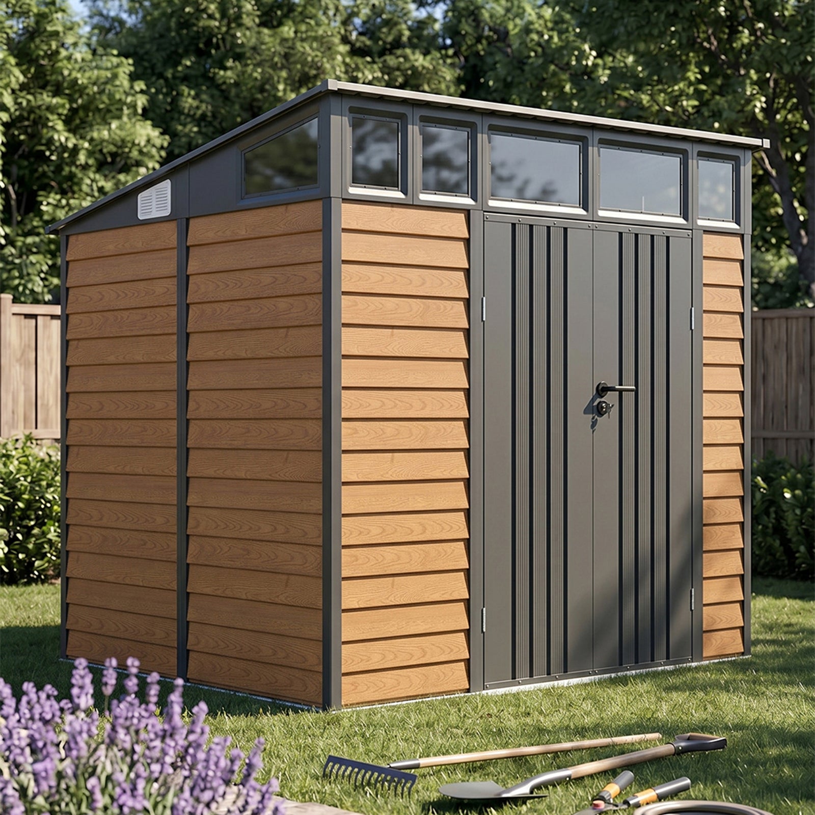 Breeins 8x7 Ft Large Metal Garden Tool Storage Shed