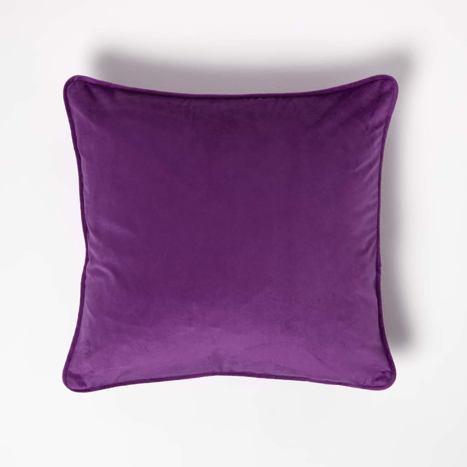 Filled Velvet Cushion With Piped Edge 46 X 46 Cm | 45cm x 45cm | Purple
