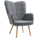 Upholstered Tufted Wingback Armchair With Seat Padding | One Size | Dark Grey
