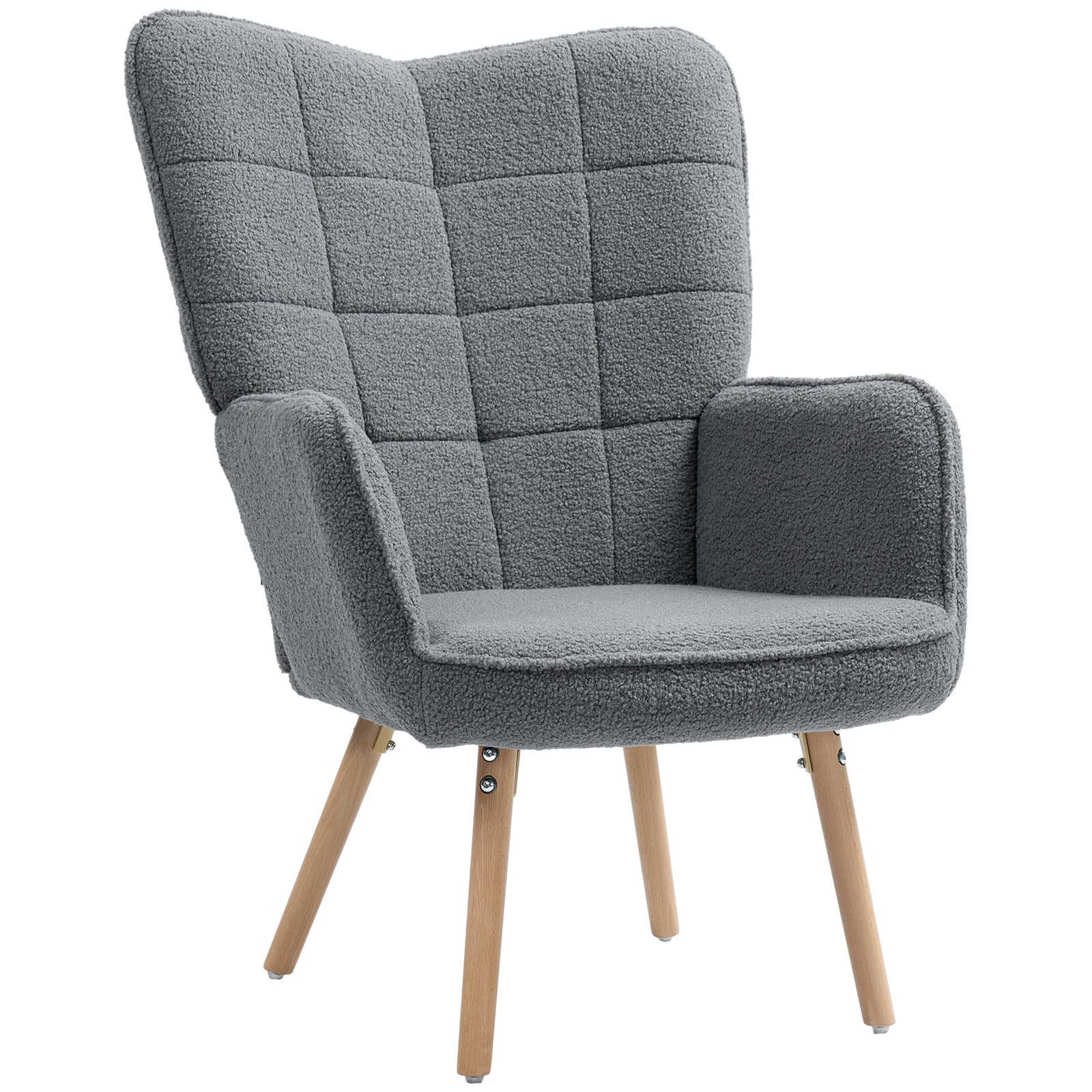 Upholstered Tufted Wingback Armchair With Seat Padding | One Size | Dark Grey