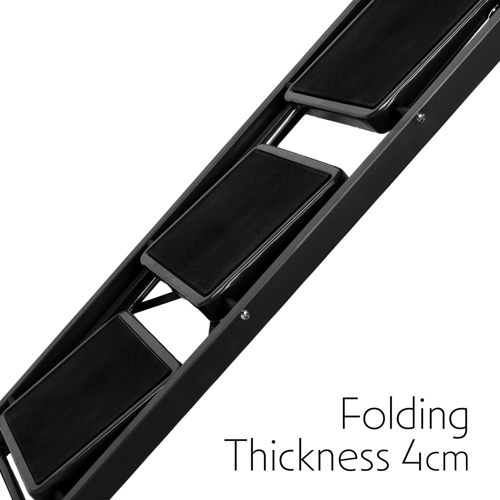 3 Step Ladder Black, Heavy-duty Steel Folding Home Diy Step Stool With Wide Non-slip Steps & Anti Slip Feet 150kg Capacity | 3 Step | Black