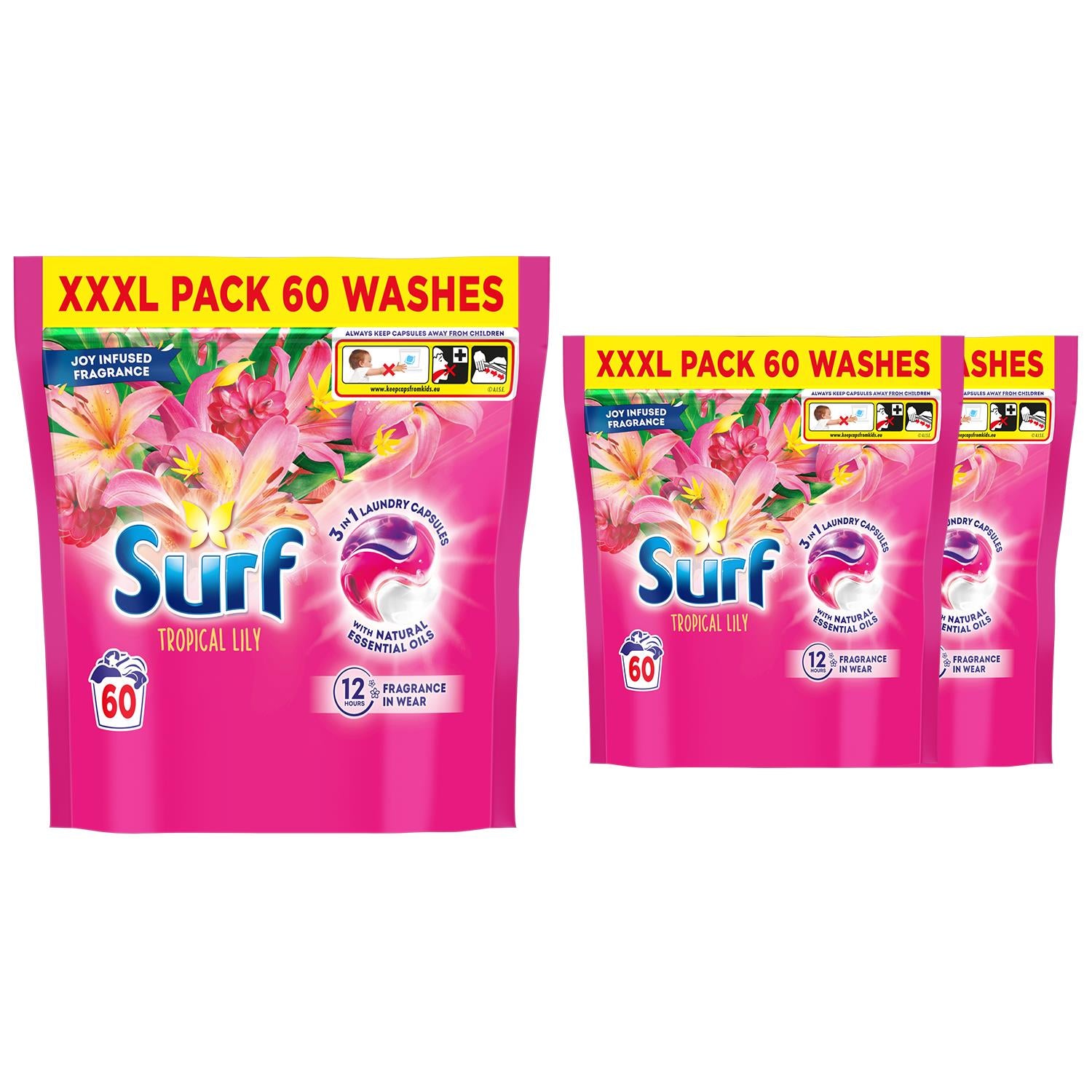 3 In 1 Laundry Washing Detergent Capsules Tropical Lily | 180 Washes