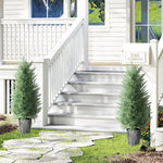 Set Of 2 Artificial Cypress Trees With Pe Leaves For Indoor Outdoor