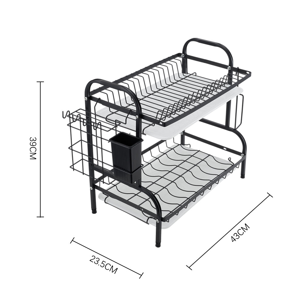 Black Steel Dish Drying Rack 2-tier