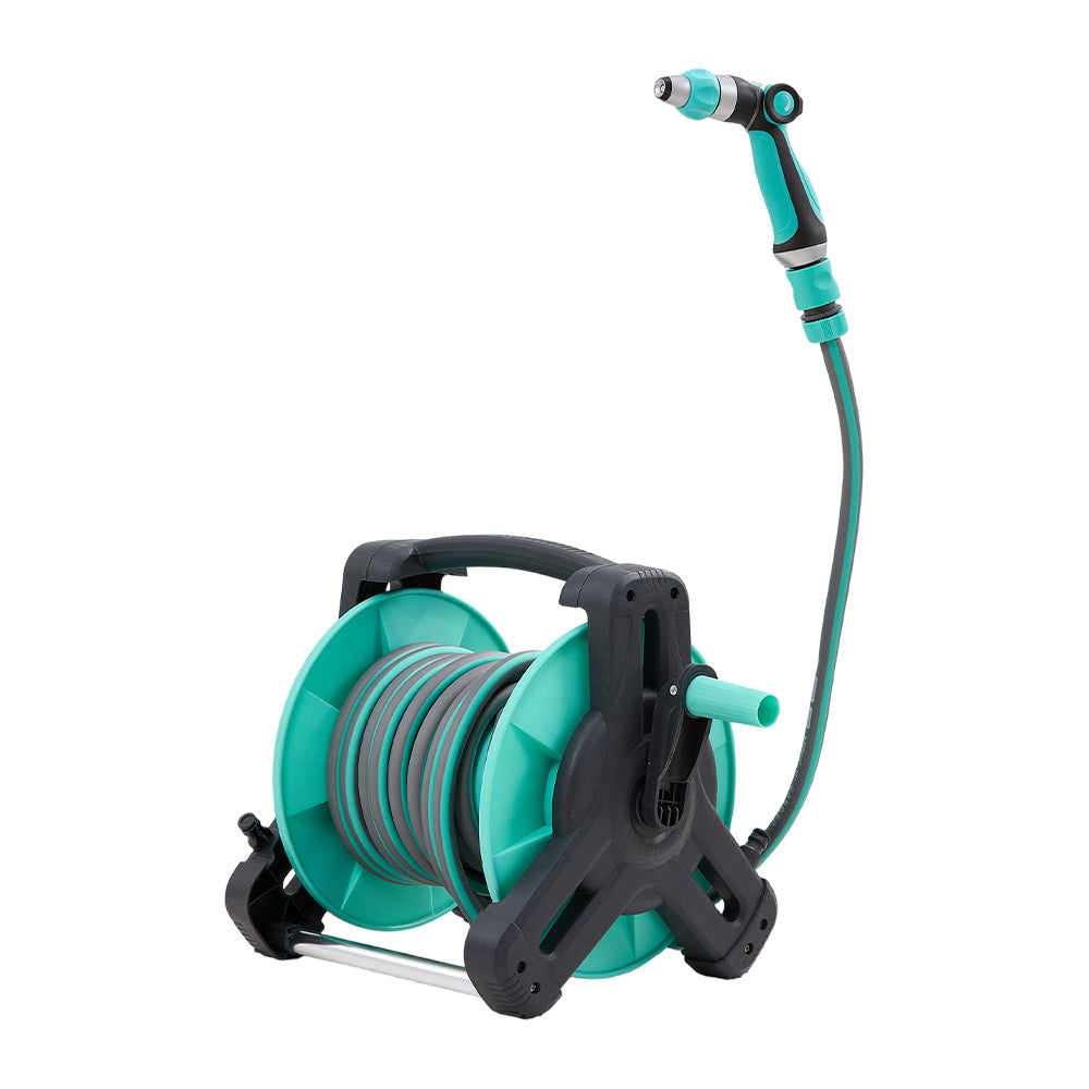 High Pressure Water Gun Hose Reel Set 10m/15m/20m/25m/30m, Ready To Use Garden Watering Kit With Wall Mount & Accessories | 25m