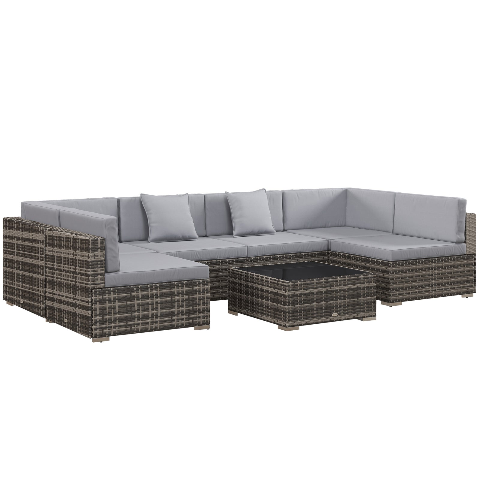 Rattan Garden Furniture Set Coffee Table Buckle Structure | Gray