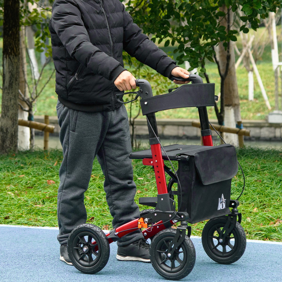 HOMCOM Lightweight Walking Frame With Adjustable Handle, Red