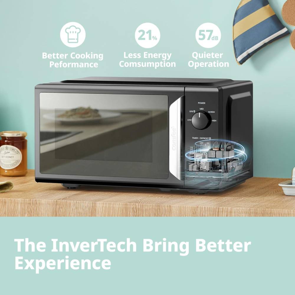 Black 19l 5-level Power Kitchen Manual Microwave Oven With Timer 700w
