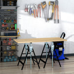 Set Of 2 Steel Saw Horses, Telescopic, Folding | Black