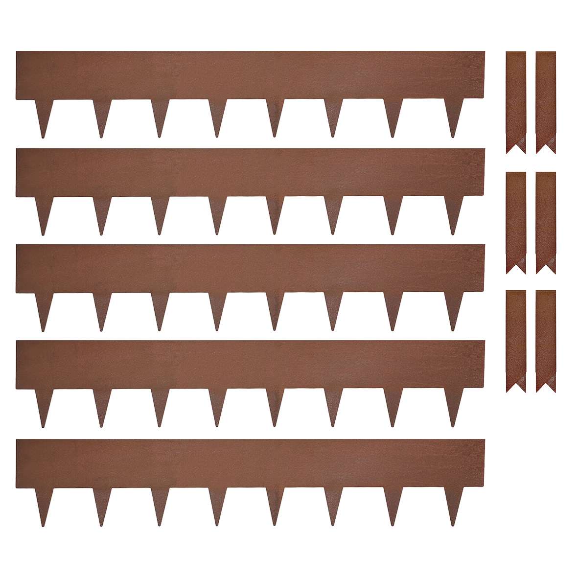 Metal Garden Border Edging 1m Panels – 20cm High, Set Of 5 With Pegs | Rust