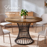 Round Dining Table For 4-6 People 30mm Mdf Metal Base Kitchen Brown | Brown