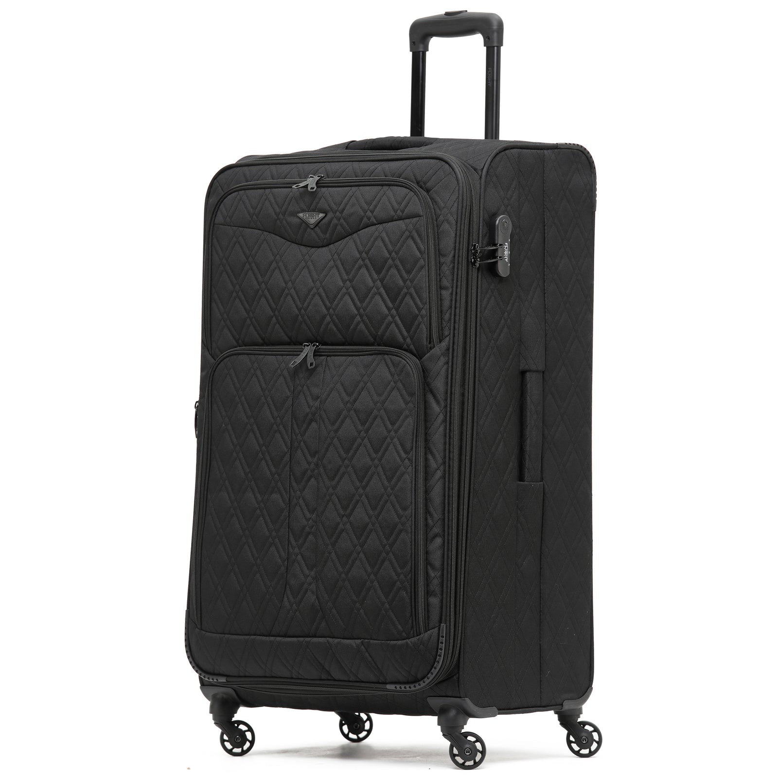 Large  29.5" Lightweight 4 Wheel 800d Soft Case Quilted Suitcases Set Of 3 Anti Crack - Cabin & Hold Luggage 100+ Airlines Approved | Large | Black