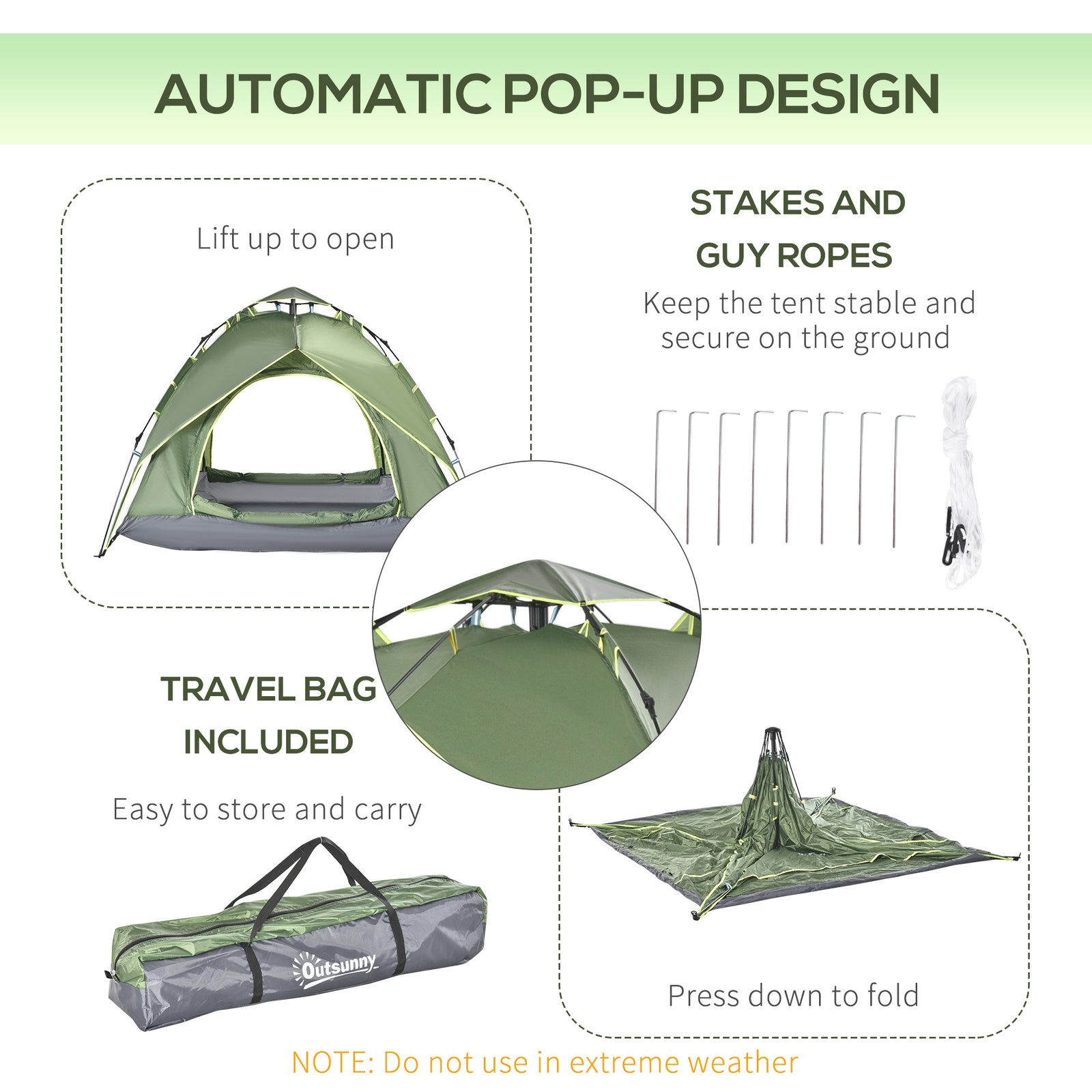 2 Man Pop Up Tent Camping Festival Hiking Travel Shelter