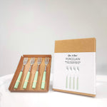 Dessert Pastry Fork Set Porelain Bar 18/8 Stainless Steel 4pc Cake Fork Set Turquoise | Turquoise
