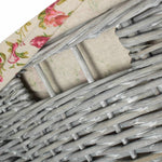 Grey Wash Square Laundry Basket With Garden Rose Lining | Large | Rose