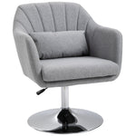 Stylish Retro Linen Swivel Tub Chair Steel Frame Cushion | One Size | Light Slate Gray