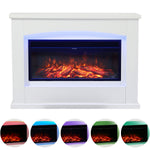 34-inch Electric Fireplace Suite, Black Fire With White Surround, 7-color Adjustable Led Mood Light, Stove-style Heater