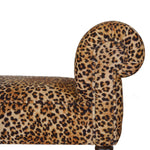 Solid Wood Leopard Print Velvet Bench