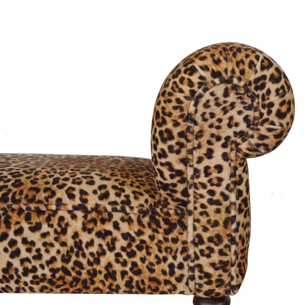 Solid Wood Leopard Print Velvet Bench