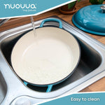 Shallow Cast Iron Casserole Pot With Lid, 5-quart, (32 Cm) | Blue