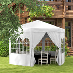 3.9m Outdoor Gazebo Canopy Party Tent With 6 Removable Walls | White