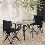 Set Of 3 Portable Folding Camping Table And Chair Set – Lightweight And Compact Outdoor Furniture | Set-of-3 | Black