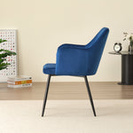 Stylish New York Dining Table Set with 4 Charlotte Velvet Chairs | Blue
