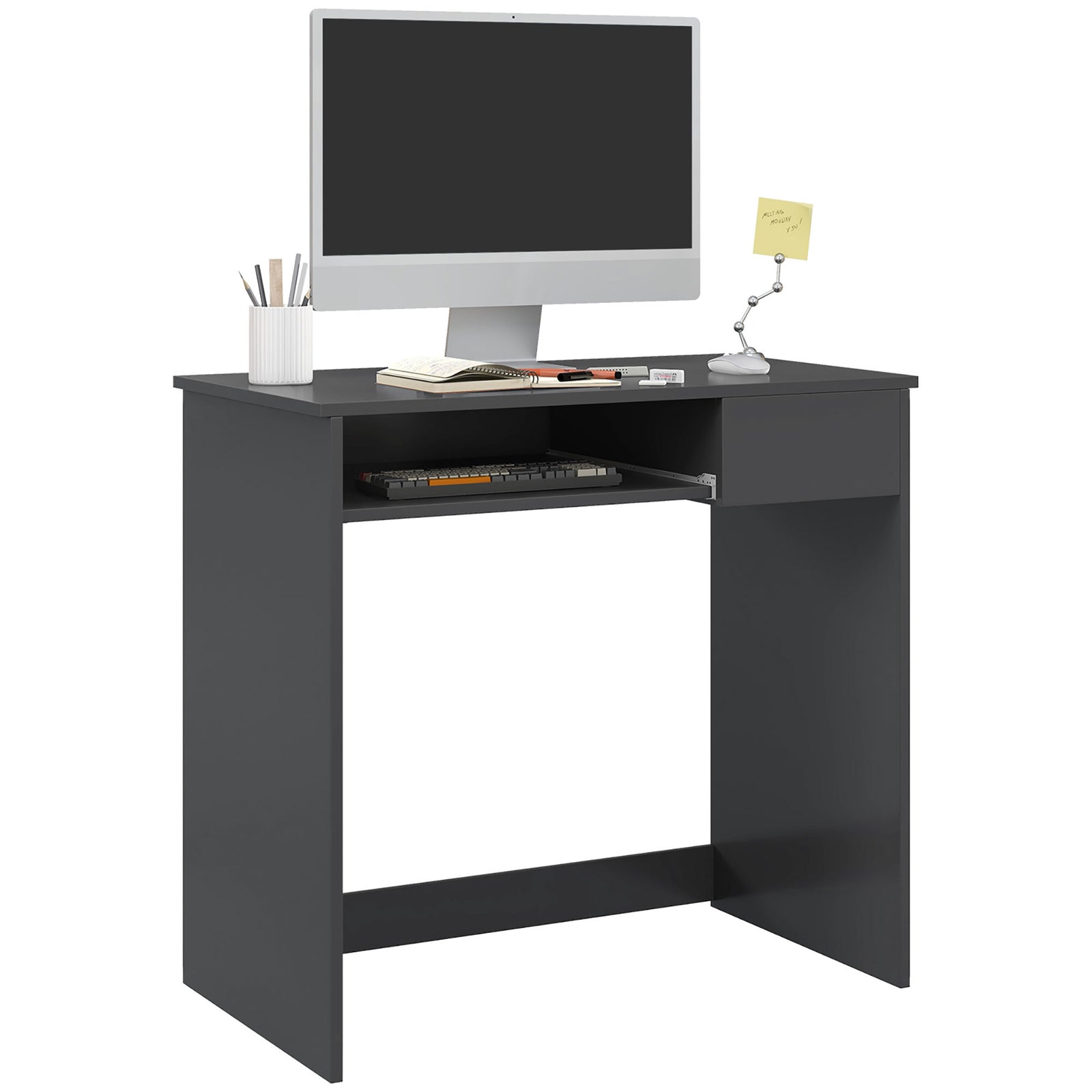 Compact Computer Table With Tray, Drawer