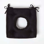 Faux Suede Coccyx Dining Chair Cushion With Ties | 40cm x 40cm | Black
