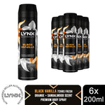 Fine Fragrance Collection Black Vanilla Body Spray Deodorant 200ml, 6 Pack