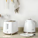 1.7l Kettle and 2 Slice Toaster Set With Defrost Reheat | Medium | Cream