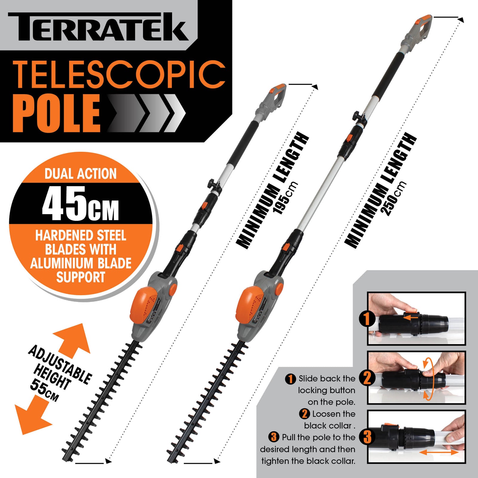 500w Hedge Trimmer Garden Electric Long Reach Telescopic Extendable Hedge Cutter Corded