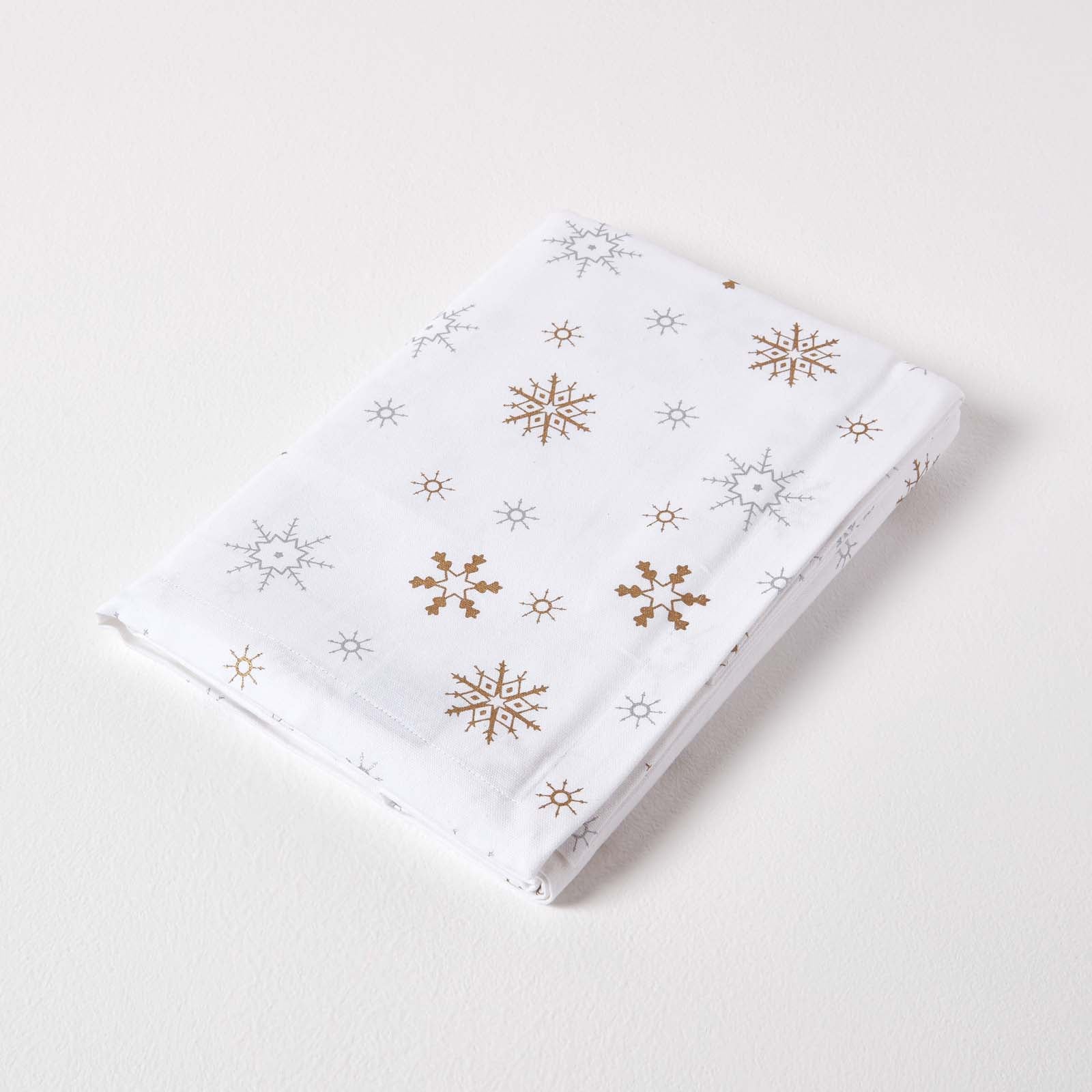 Gold Snowflake Christmas Tablecloth | 137 x 137cm | White