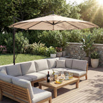 3 M Cantilever Parasol, Offset Umbrella With Cover And Wind Ropes | Khaki