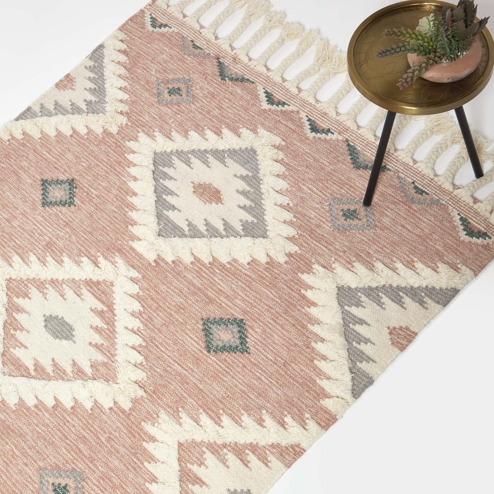 Pali Pink Kilim Wool Rug | 120cm x 180cm | Pink