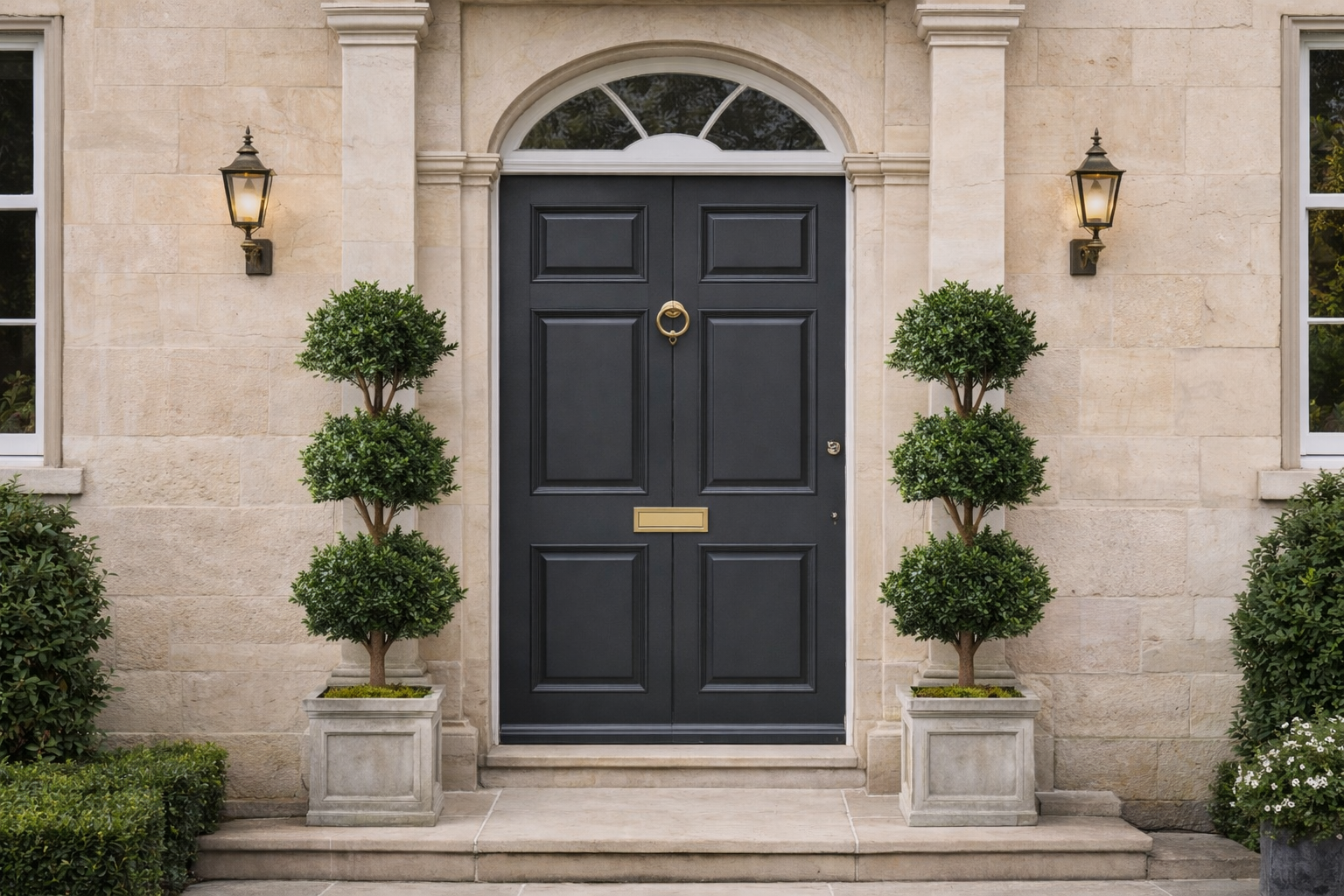 120cm Pair Of Triple Ball Artificial Tree Uv Resistant Outdoor Topiary