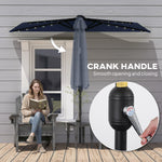 2.6 M Half Parasol With Solar Lights, Upf50+ Semi Round Umbrella | Dark Blue